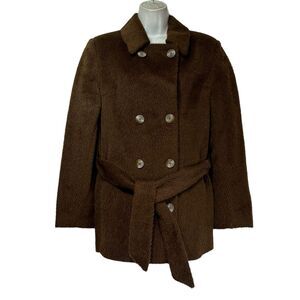 Incalpaca TPX Suri Brown Belted Alpaca Wool Jacket Coat Size M